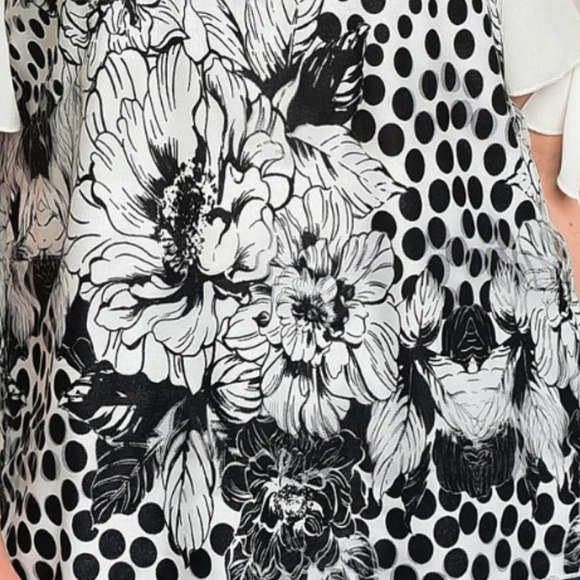 Off Shoulder Mixed Graphic Print Tie Sleeve Top - Picture 2 of 6